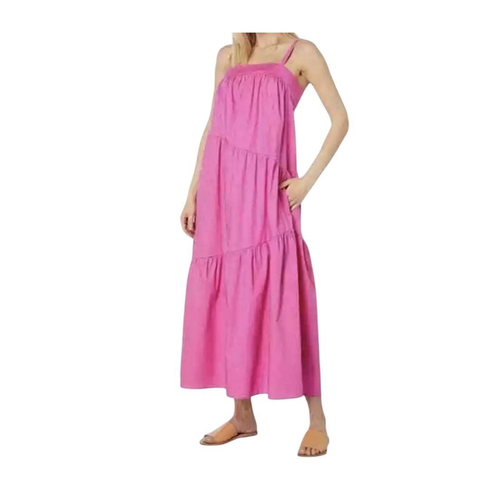 Donna Morgan Maxi Dress Women Size 6 P Tiered Cotton Stretch Sundress Resort New